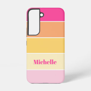 roze geel Custom Summer Color Block Stripes Samsung Galaxy Hoesje
