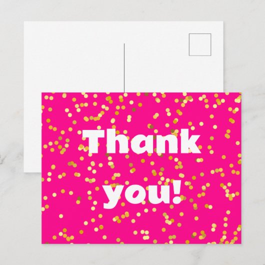 Roze geel Dank je Briefkaart (Voorkant / Achterkant)