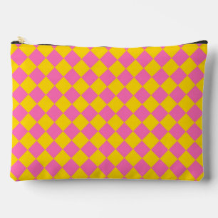 Roze Geel Diamant Harlekijn Schaken Patroon Groot Etui