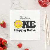 roze geel een gelukkig babe eerste verjaardag servet (Insitu)