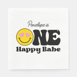 roze geel een gelukkig babe eerste verjaardag servet