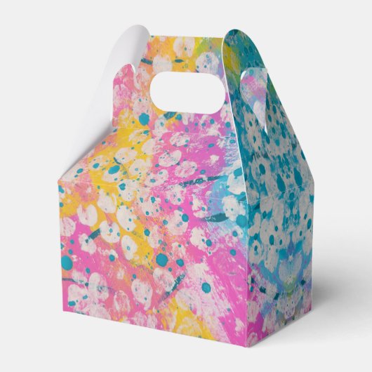 Roze, geel en blauw abstract ontwerp bedankdoosjes (Achterkant)