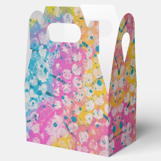 Roze, geel en blauw abstract ontwerp bedankdoosjes (Geopend)