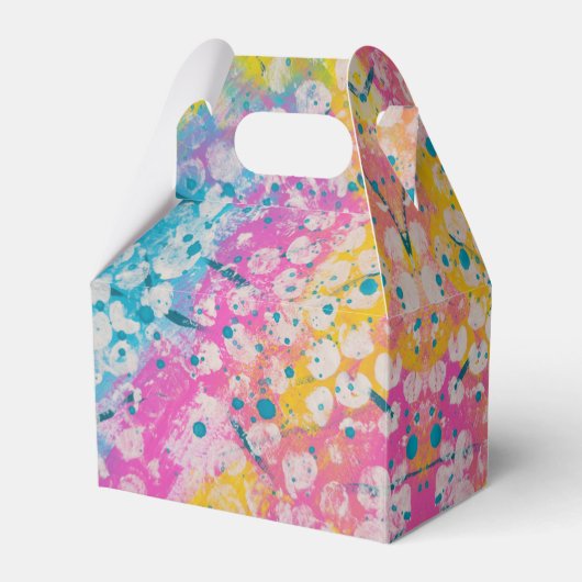 Roze, geel en blauw abstract ontwerp bedankdoosjes (Voorkant Zijde)