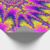 Roze, Geel en Blauw Fractal Birthday Cadeaupapier (Hoek)