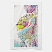 Roze geel en blauw schilderij waterverf theedoek (Verticaal)