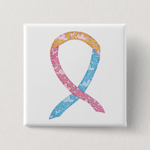 Roze, Geel en Blauwe Wolken CDH Aangepaste pincode Vierkante Button 5,1 Cm