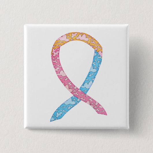 Roze, Geel en Blauwe Wolken CDH Aangepaste pincode Vierkante Button 5,1 Cm (Voorkant)