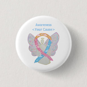 Roze, Geel, en Blauwe Wolken KH DouaneSpeld Ronde Button 3,2 Cm