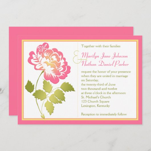 Roze, Geel en de Groene Uitnodiging van het Wedden (Voorkant / Achterkant)