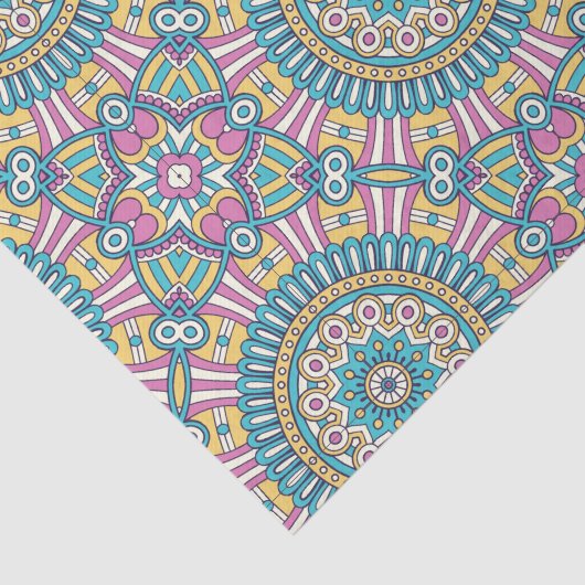 Roze geel en groen caleidoscoop bloemen tissuepapier (Detail)