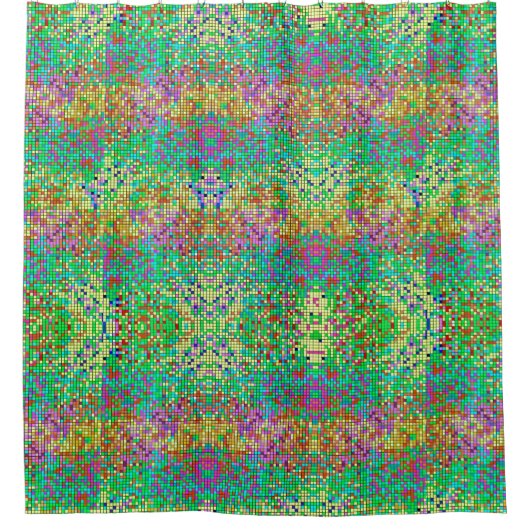 Roze geel en groen glitter douchegordijn (Voorkant)