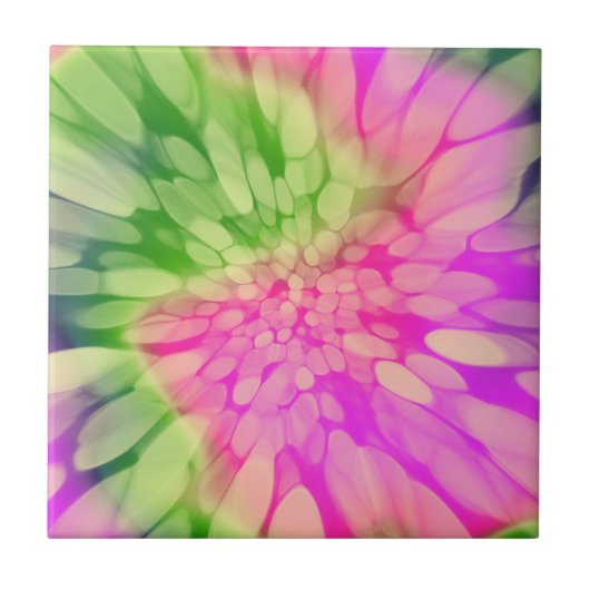 roze geel en groen Stropdas-kleurstof Tegeltje (Voorkant)