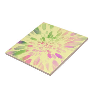 roze geel en groen Stropdas Tegeltje