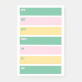 Roze, Geel en Groen Weekly Planner Sticky Notes (Voorkant)