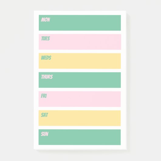 Roze, Geel en Groen Weekly Planner Sticky Notes (Voorkant)