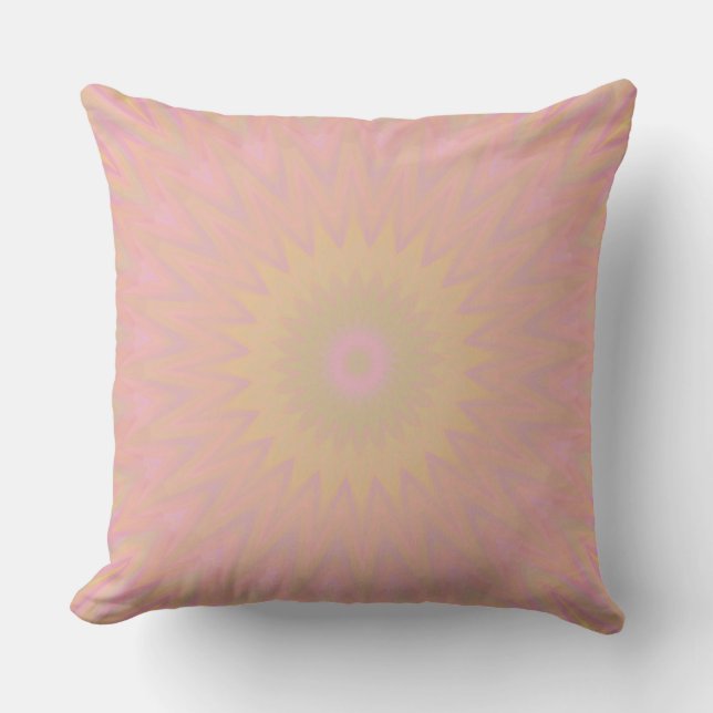 Roze, Geel en Groene Zonneburst Kussen (Voorkant)