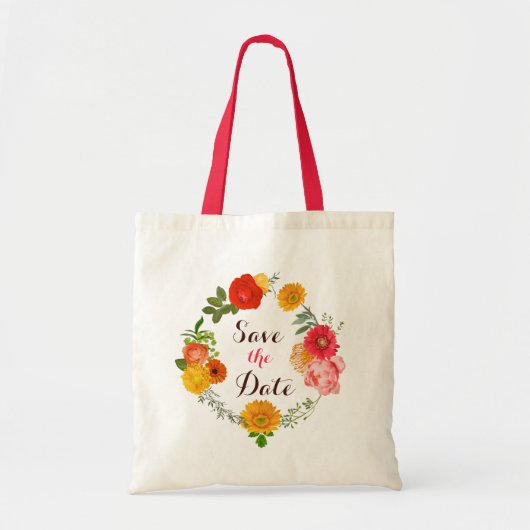 Roze, geel en rood, van bloemen tote bag (Voorkant)