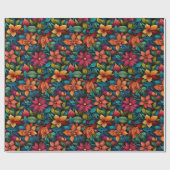 Roze Geel en Sinaasappel Bloemen Wrapping Papier (Vlak)