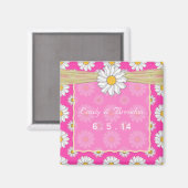 Roze Geel en Witte Bloemen Daisy Wedding Magneet (Voorkant / Achterkant)