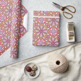 Roze geel en witte cirkel Mandala Cadeaupapier