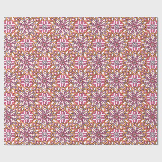 Roze geel en witte cirkel Mandala Cadeaupapier (Vlak)