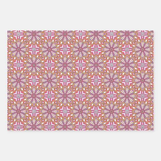 Roze geel en witte cirkel Mandala Inpakpapier Vel (Voorkant 2)