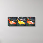 Roze Geel Flamingo's Trio Foto Dare Quote Modern Canvas Afdruk (Voorkant)