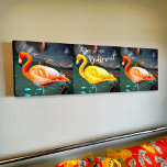 Roze Geel Flamingo's Trio Foto Dare Quote Modern Canvas Afdruk<br><div class="desc">Ik hou van hoe flamingo's opvallen tegen alle andere vogels. "Dare to be different" wanneer je kijkt naar deze stijlvolle, verbluffende kunstcanvas foto van twee heldere oranje roze flamingos en één daring-gele die zonningend wordt op een warme zomerdag. Het maakt een groot opwindend en inspirerend geschenk! U kunt deze canvaswandkunst...</div>