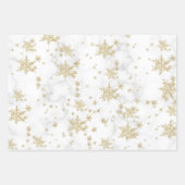 Roze Geel Geel Goud Zilver Snowflakes Witte marmer Inpakpapier Vel (Voorkant 2)