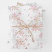 Roze Geel Geel Goud Zilver Snowflakes Witte marmer Inpakpapier Vel (In situ)