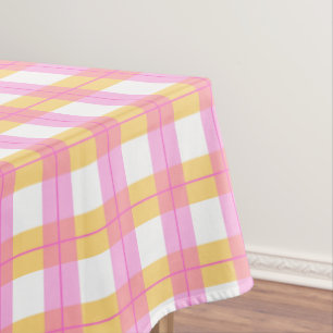 Roze & geel geruite patroon tafelkleed
