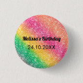 Roze Geel Glitter Verjaardagsfeestje Ronde Button 3,2 Cm (Voorkant)