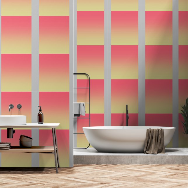 Roze Geel Gradient Grijs Behang (Badkamer)