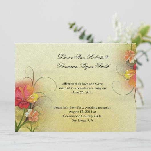 Roze Geel Groen Aquarel Abstracte Bloemen Poster Kaart (Staand voorkant)