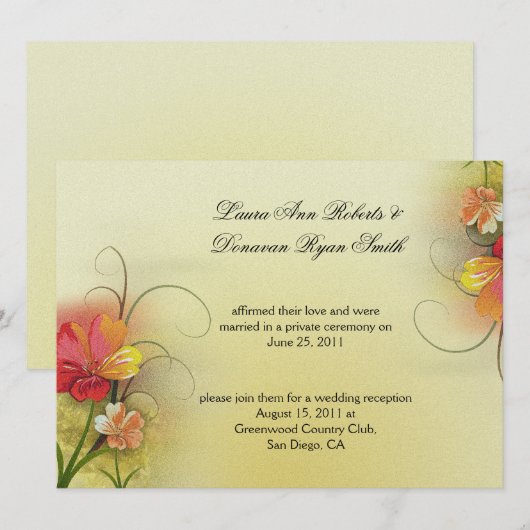 Roze Geel Groen Aquarel Abstracte Bloemen Poster Kaart (Voorkant / Achterkant)