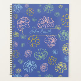 Roze, Geel, Groen, Blauwe Bloemen_ Bloemenpatroon Planner