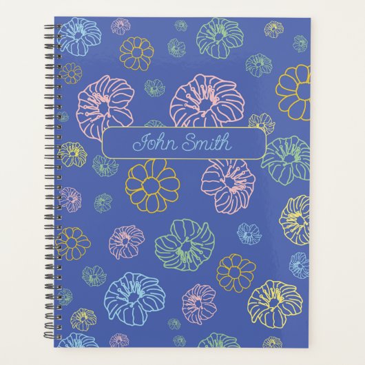 Roze, Geel, Groen, Blauwe Bloemen_ Bloemenpatroon Planner (Voorkant)