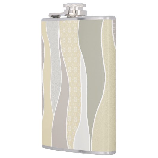 Roze Geel Groen Curve Stripe Abstracte Golven Naam Heupfles (Links)