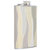 Roze Geel Groen Curve Stripe Abstracte Golven Naam Heupfles (Rechts)