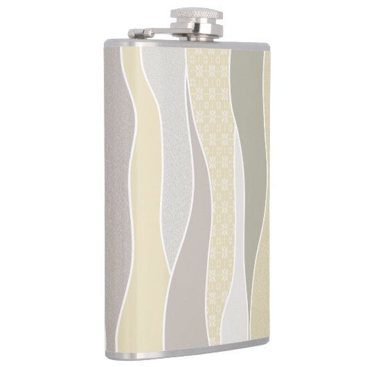 Roze Geel Groen Curve Stripe Abstracte Golven Naam Heupfles (Rechts)