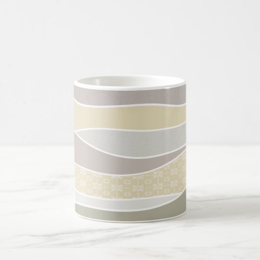 Roze Geel Groen Curve Stripe Abstracte Golven Naam Koffiemok (Center)