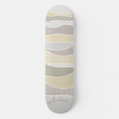 Roze Geel Groen Curve Stripe Abstracte Golven Naam Persoonlijk Skateboard (Voorkant)