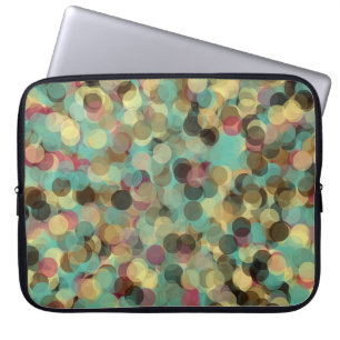 roze geel groen en blauw cirkelpatroon abstract laptop sleeve