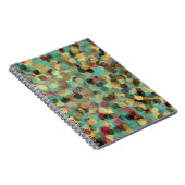 roze geel groen en blauw cirkelpatroon abstract notitieboek (Rechterzijde)