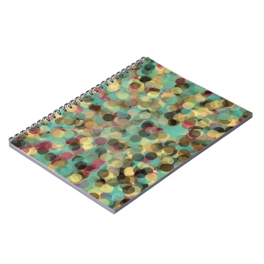 roze geel groen en blauw cirkelpatroon abstract notitieboek (Linkerzijde)