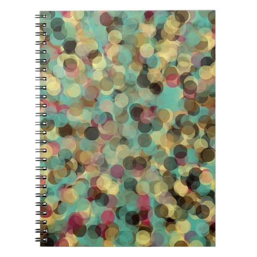 roze geel groen en blauw cirkelpatroon abstract notitieboek (Voorkant)