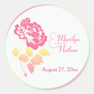 Roze, Geel, Groen en Witte Floral 1,5-inch Sticker