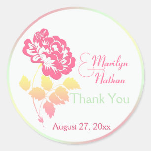 Roze, Geel, Groen en Witte Floral 1,5-inch Sticker
