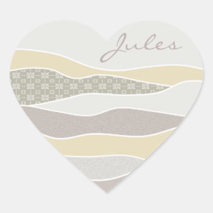 Roze Geel Groen Gebogen Streep Abstracte Wave Naam Hart Sticker